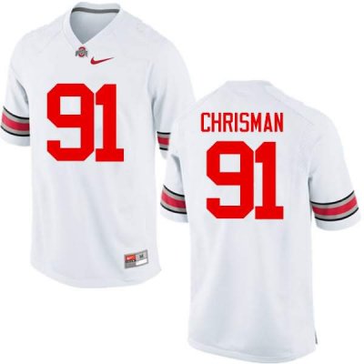 NCAA Ohio State Buckeyes Men's #91 Drue Chrisman White Nike Football College Jersey AGP0845EA